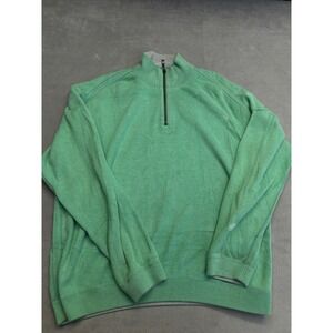 Tommy Bahama Men's L Green Quarter Zip Pullover Reversible Sweater Casual Golf